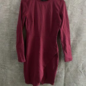 Sexy Bodycon Slit Body Wrap Burgundy Mini Dress